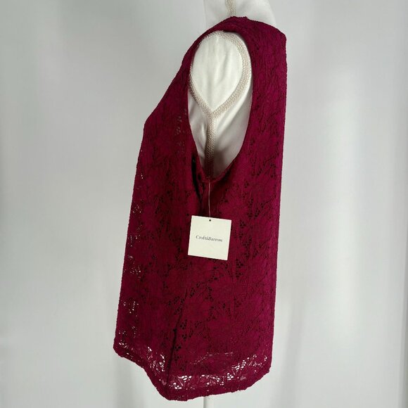 NWT Croft & Barrow Sleeveless Burgundy Lace Tank Top V-Neck Lightweight Size PXL - Picture 2 of 8